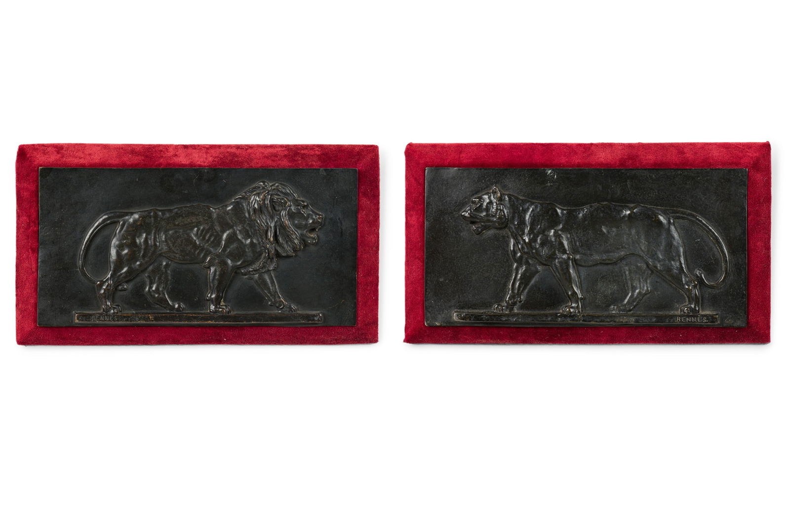 After A.L. Barye, Pair Bronze Wall Plaques (1 of 13)