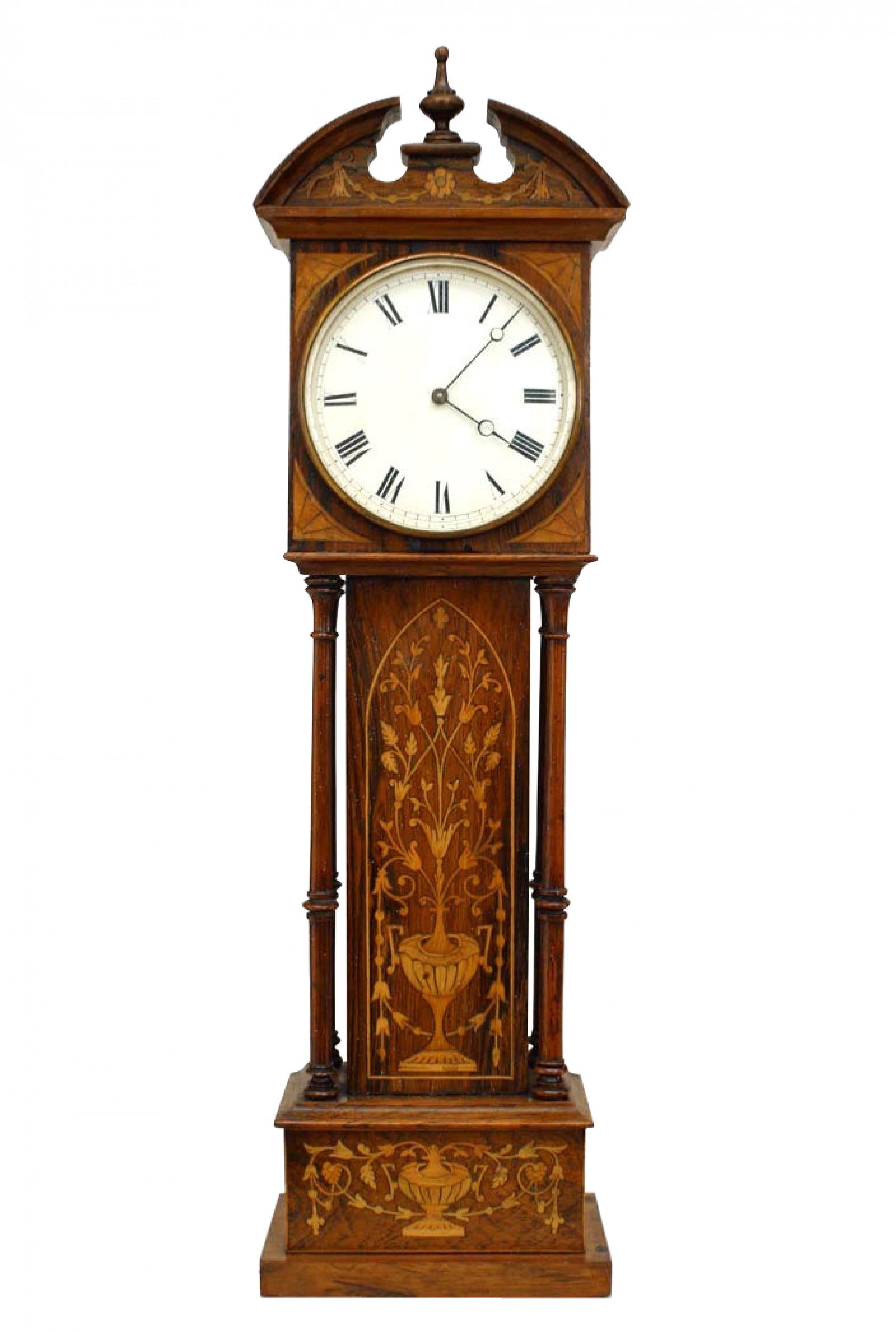 Victorian Miniature Inlaid Grandfather Desk Clock (1 of 11)