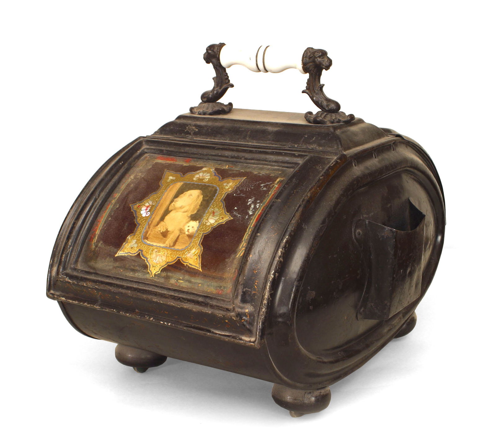 English Victorian Iron Two-Sided Coal Scuttle (1 of 5)