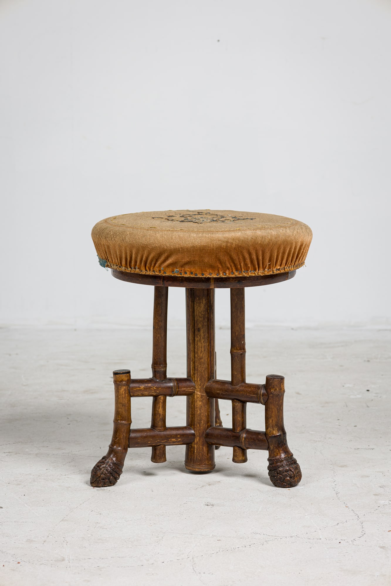 English Victorian Bamboo Round Swivel Stool (1 of 9)