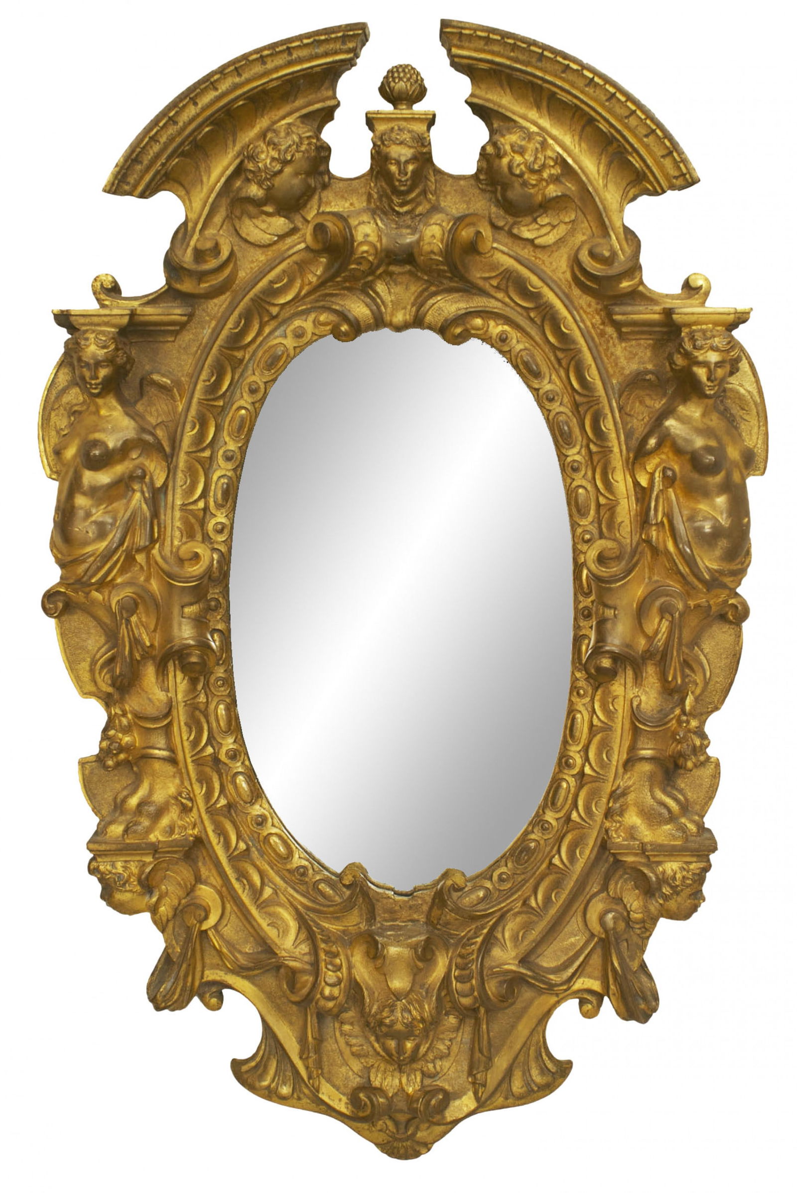 E.F Caldwell Gilt Bronze Oval Wall Mirror (1 of 7)