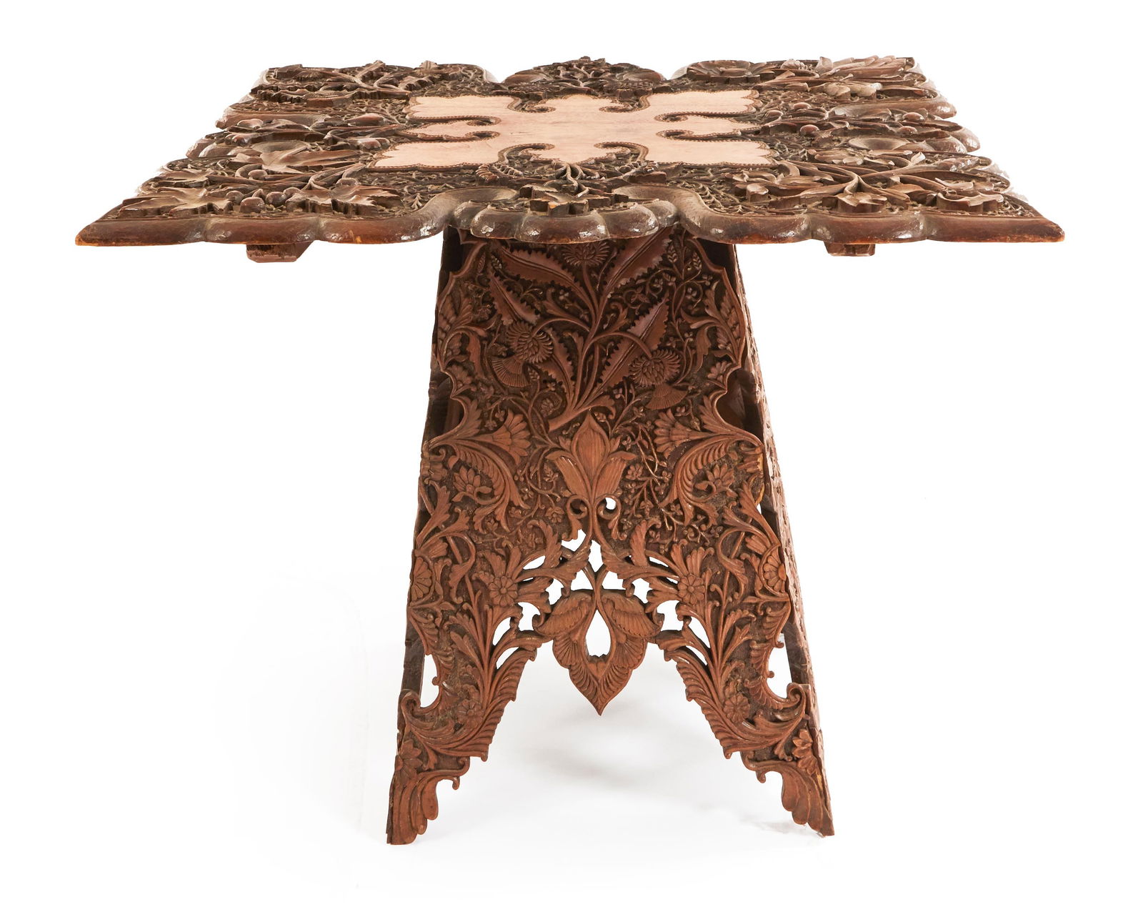 SouthEast Asian Hardwood Floral Carved Table (1 of 7)