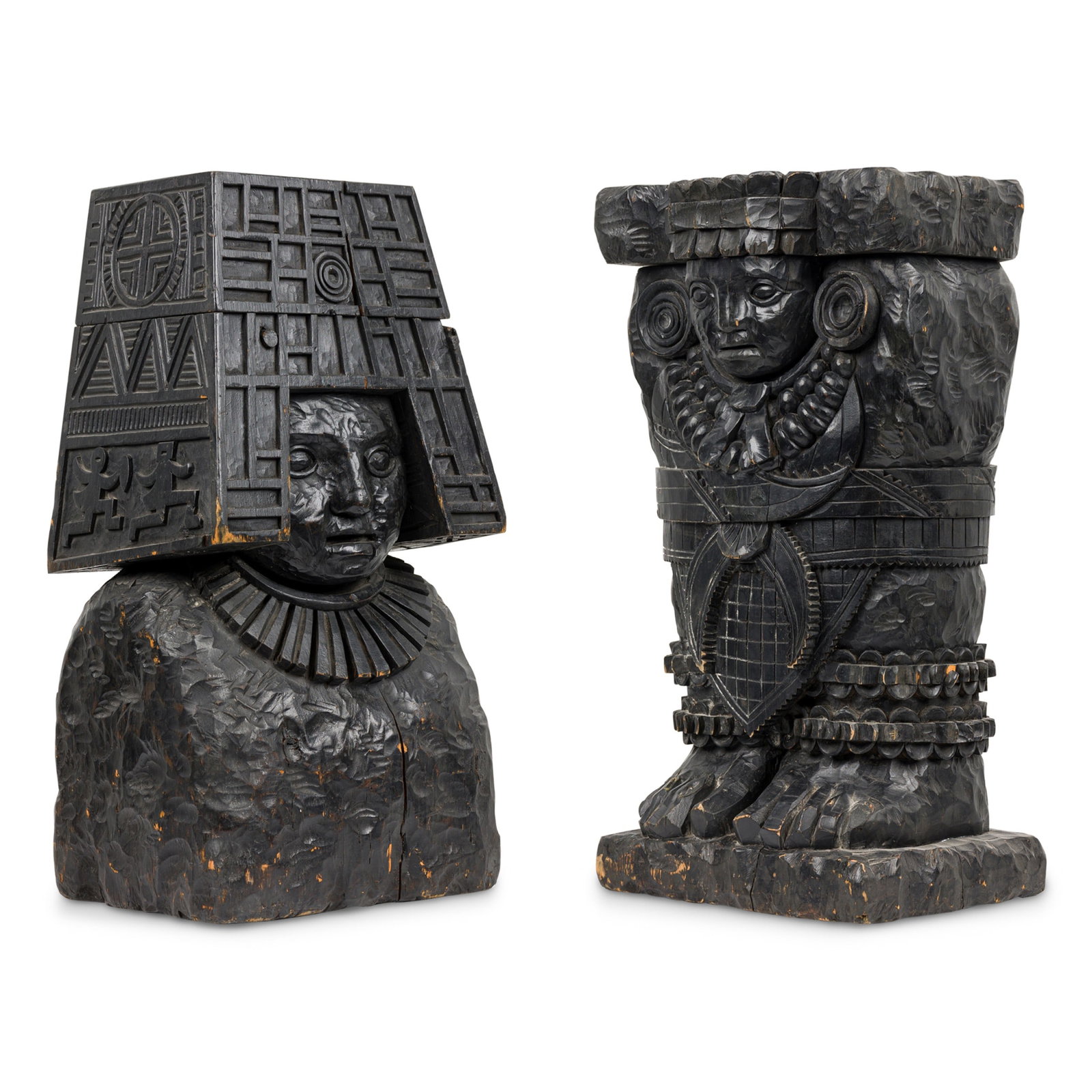 Pre-Columbian Style Ebonized Wood Carved Boxes (1 of 20)