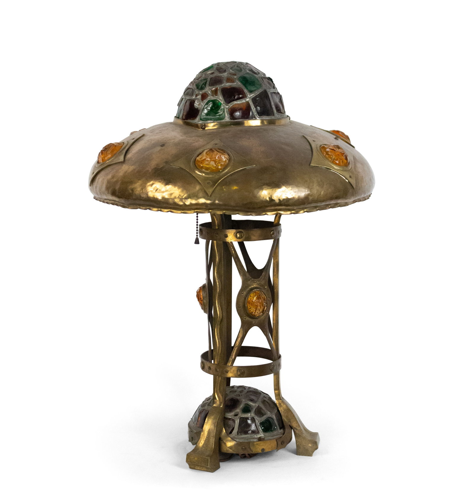 Austrian Jugenstil Style Slag Glass and Brass Table Lamp (1 of 13)
