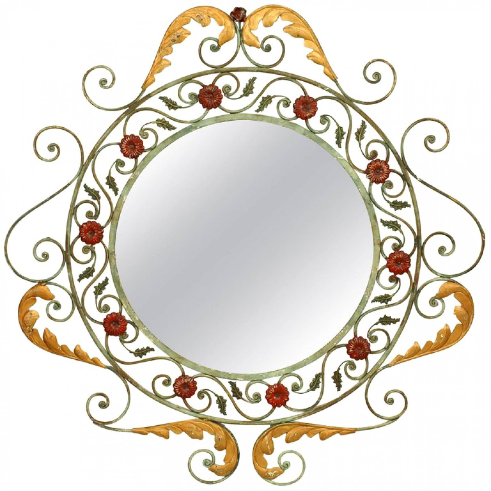 Large French Green Tole Peint Wall Mirror (1 of 5)