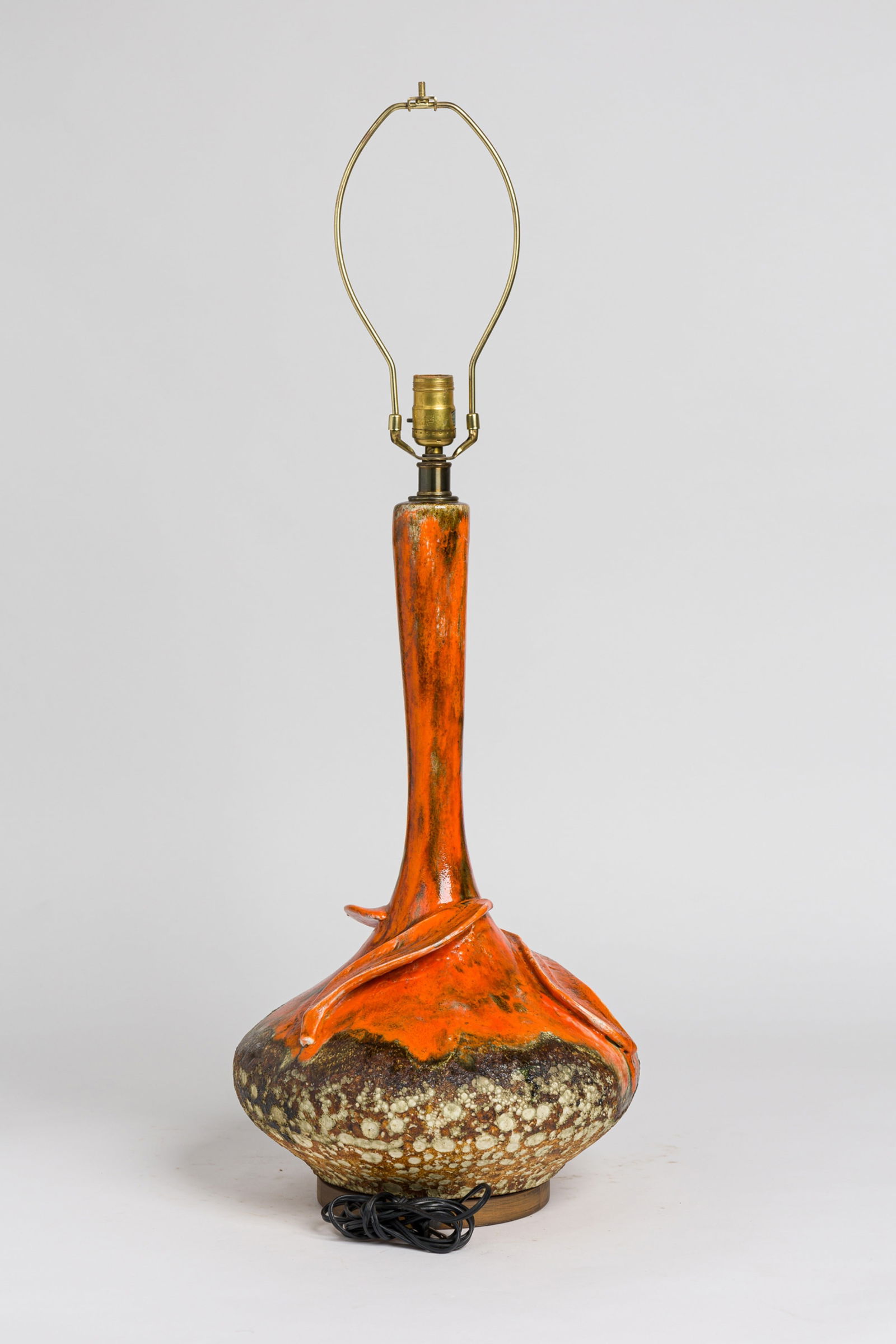 Mid-Century Modern Orange Ceramic Table Lamp (1 of 9)