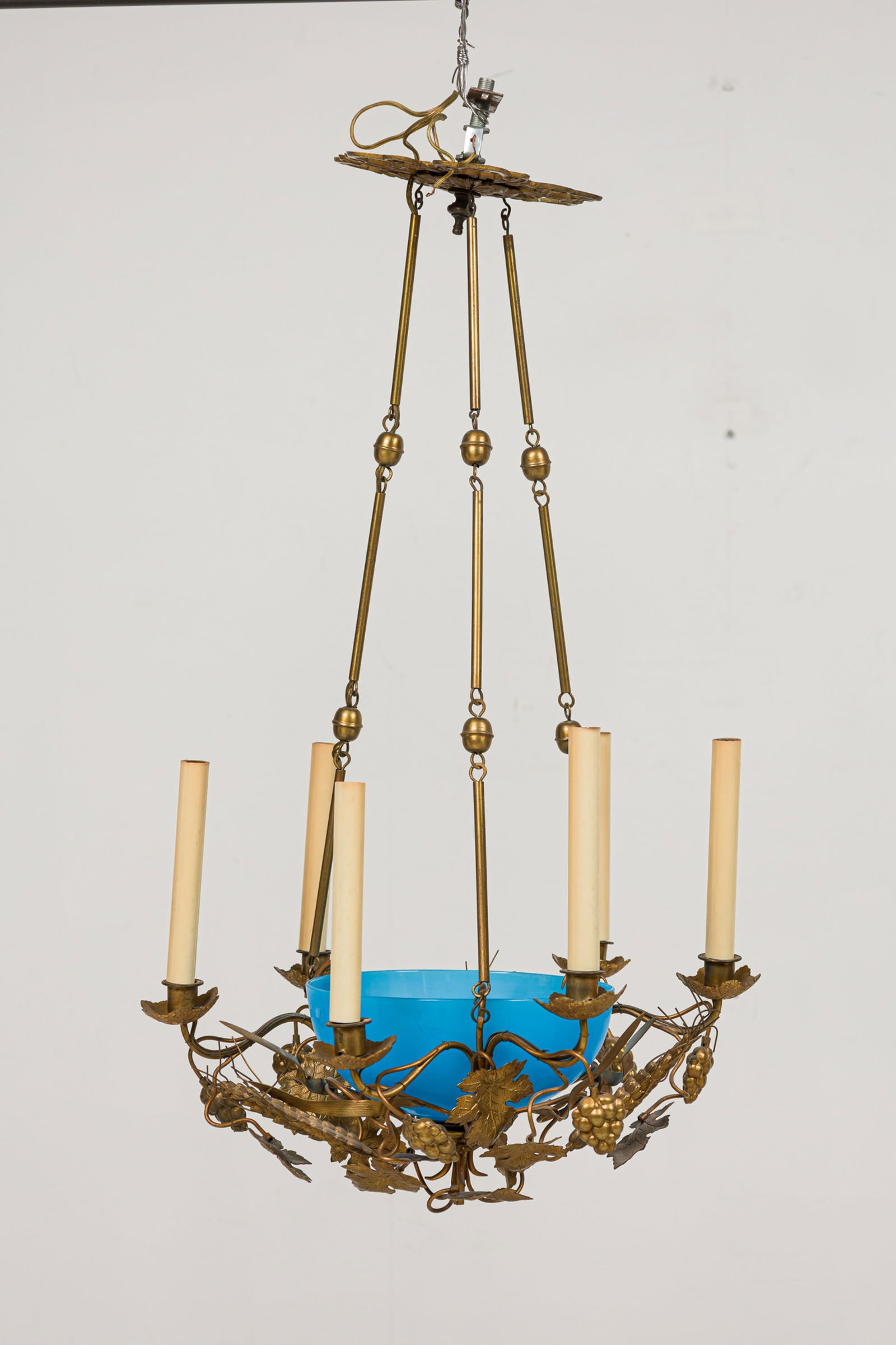 Nice Belle Epoque Gilt Tole 6-Light Chandelier (1 of 8)