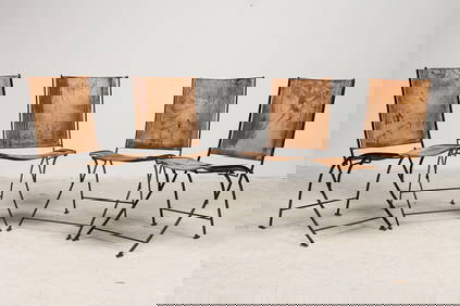 C. Gaignon, (4) steel leather campaign chairs (1 of 12)