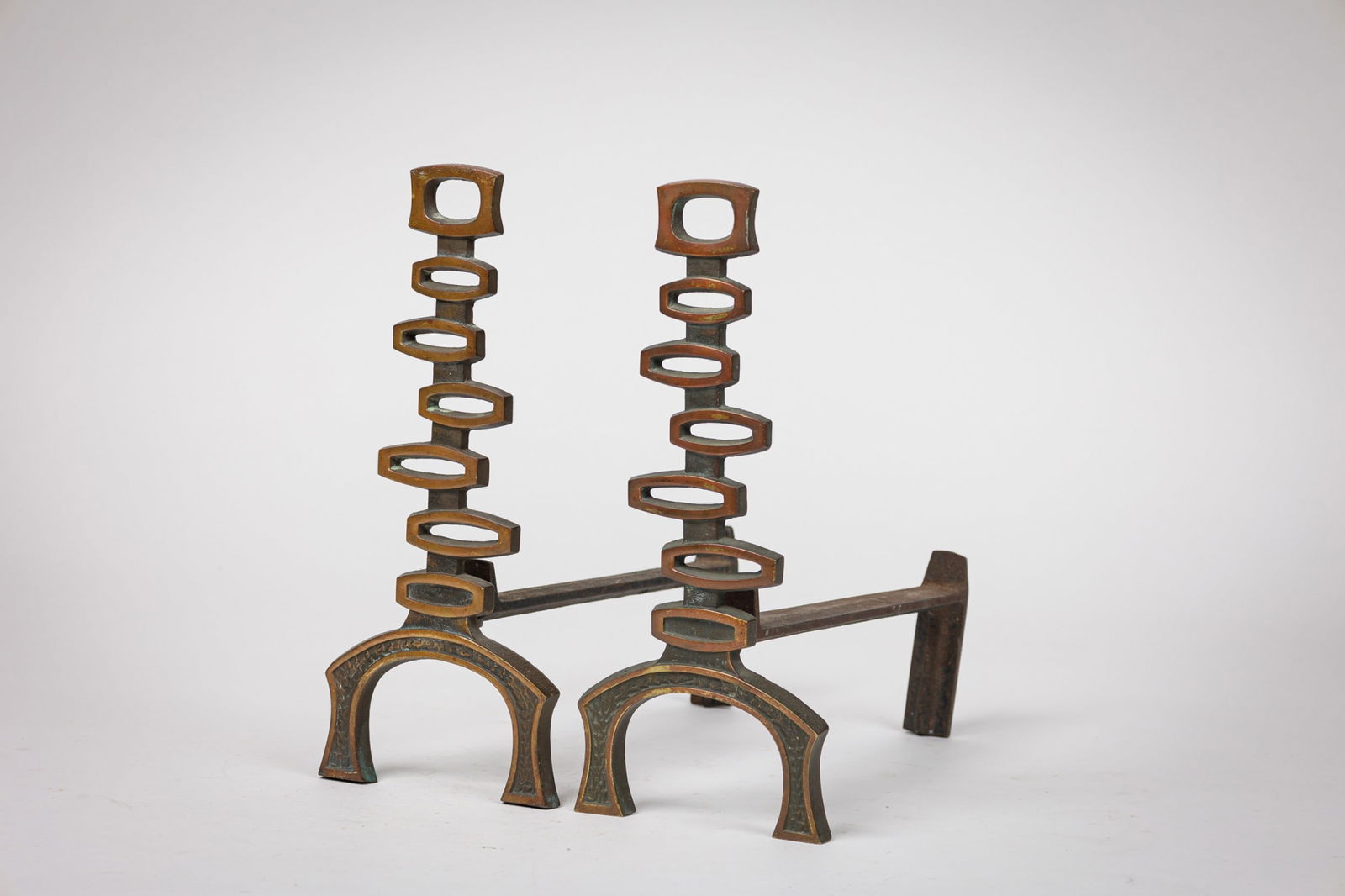 Pair Modernist bronze andirons (1 of 10)