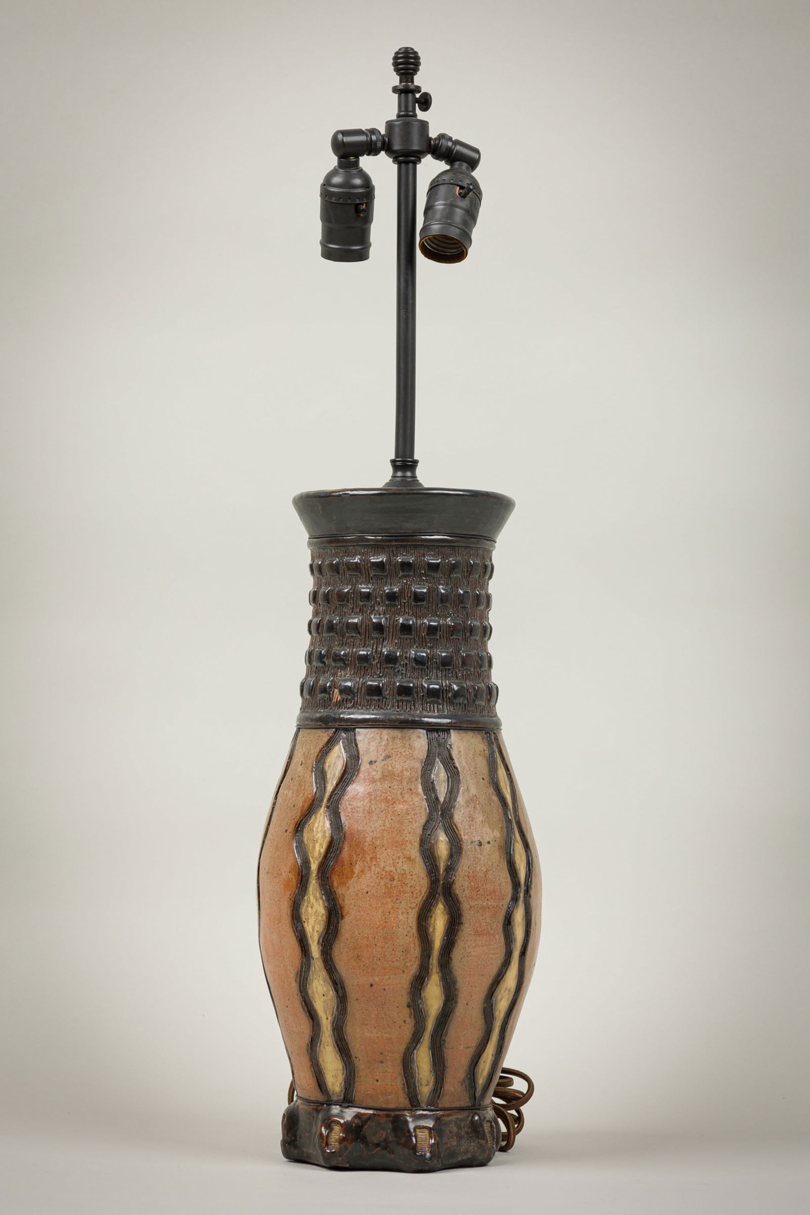 Albert Gilles, Art Nouveau Pottery Lamp, Signed (1 of 10)