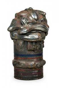 Italo Scanga, Steel Abstract Sculpture, 1963, muse: Italo Scanga (Italian-American, 1932-2001), Untitled, welded patinated steel, with Milwaukee Art Center exhibition catalog, 52"h x 36"dis Similar: Eric Fischl, Robert Graham, Fletcher Benton Exhibited