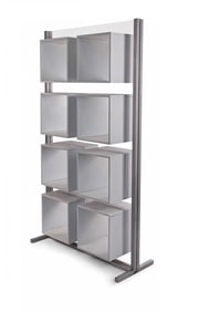 Contemporary cube compartment lucite and metal bookcase