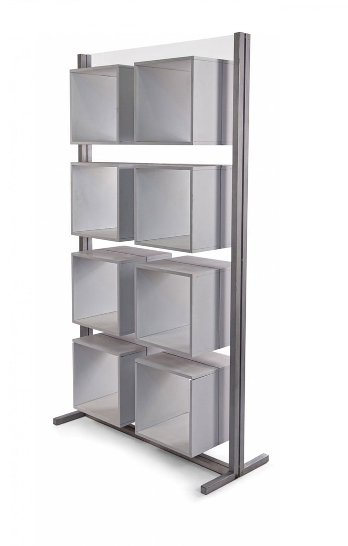 Contemporary cube compartment lucite and metal bookcase (1 of 7)