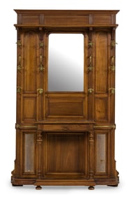 B. Hilgert Ameublement (attrib) French Victorian Carved Walnut and Mirrored Hatrack Console