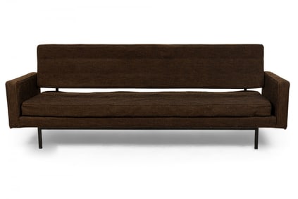Richard Schultz for Knoll International, Mid-Century brown upholstered convertible sofa / sleeper