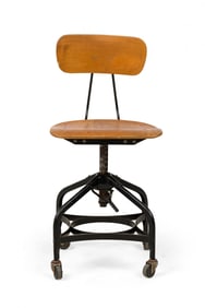 Toledo Metal Furniture Co, Mid-Century adjustable swivel factory stool