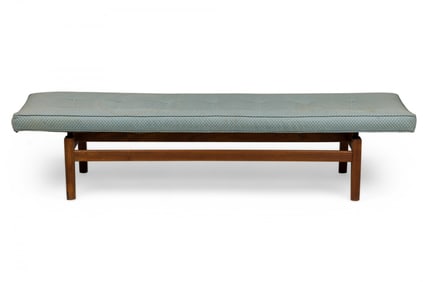 Jens Risom, tufted upholstery and Teak floating bench