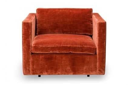 Charles Pfister for Knoll, velvet tuxedo lounge/armchair