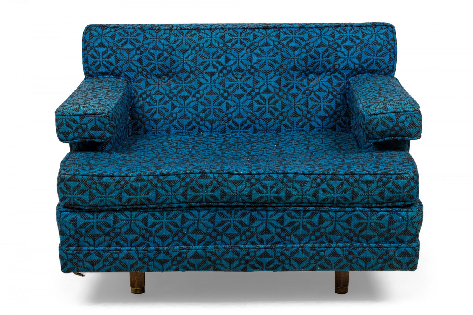 Harvey Probber, blue patterned oversized lounge/armchair (1 of 11)