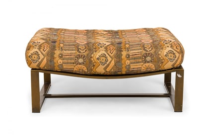 Milo Baughman, patterned Walnut footstool