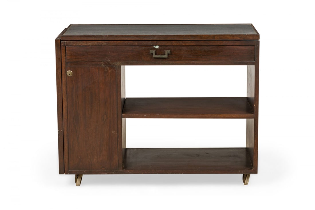 Edward J Wormley for Dunbar, slate top and Walnut serving trolley (1 of 12)