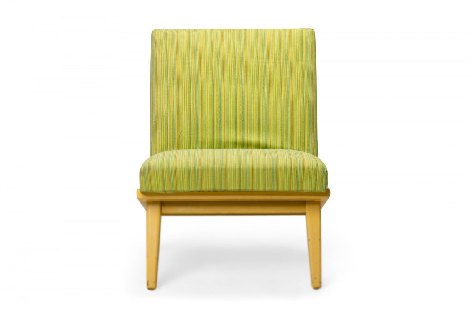 Jens Risom for Knoll, lime green striped & blond wood slipper (1 of 9)