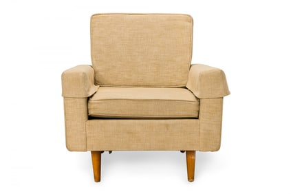 Florence Knoll, beige lounge Armchair with antimacassars