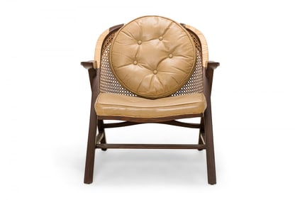 Edward Wormley for Dunbar, Walnut veneer "Janus" lounge armchair