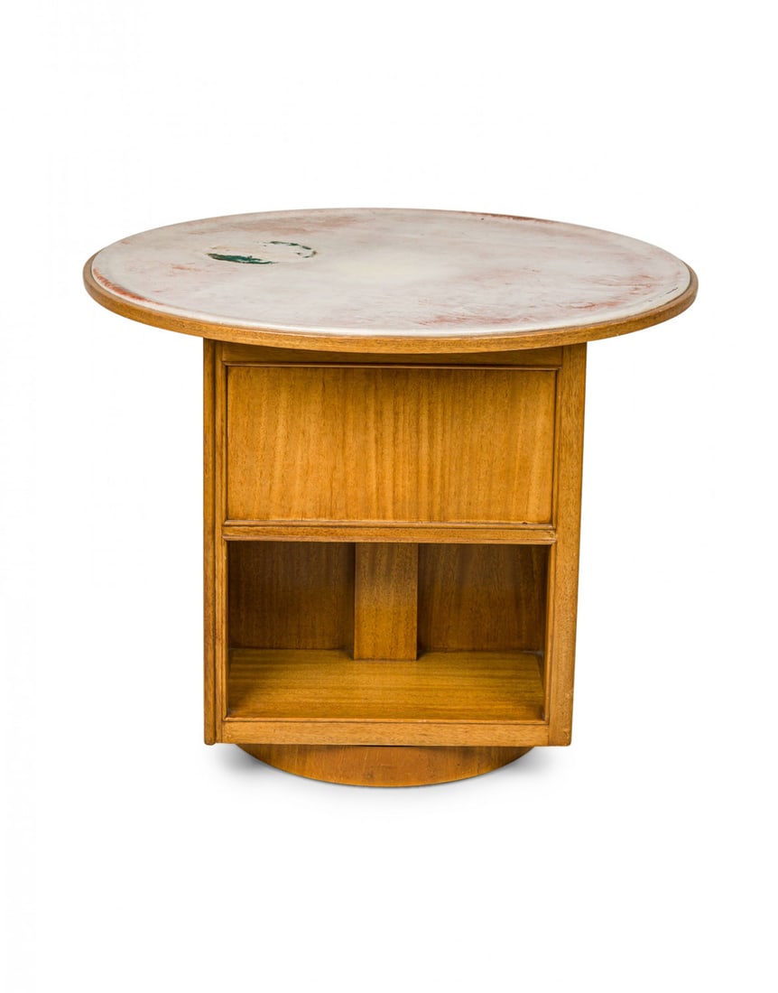 Edward J Wormley for Dunbar Furniture Co., rotating leather top Library table (1 of 6)