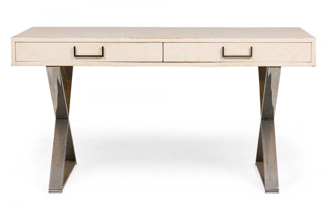 West Michigan Furniture Co., white lacquered Campaign desk (1 of 13)