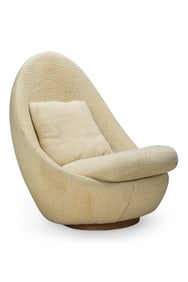 Milo Baughman, beige Swivel egg chair
