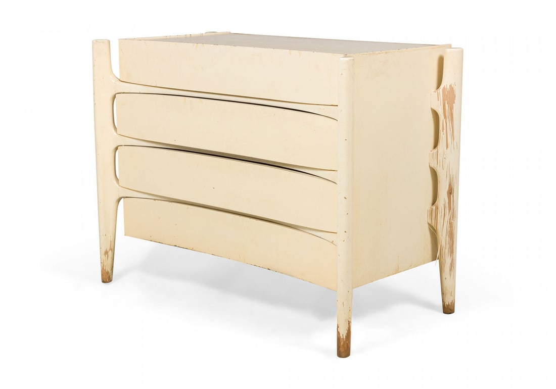 Edmond Spence attrib, Exoskeleton beige painted 4 drawer chest (1 of 10)