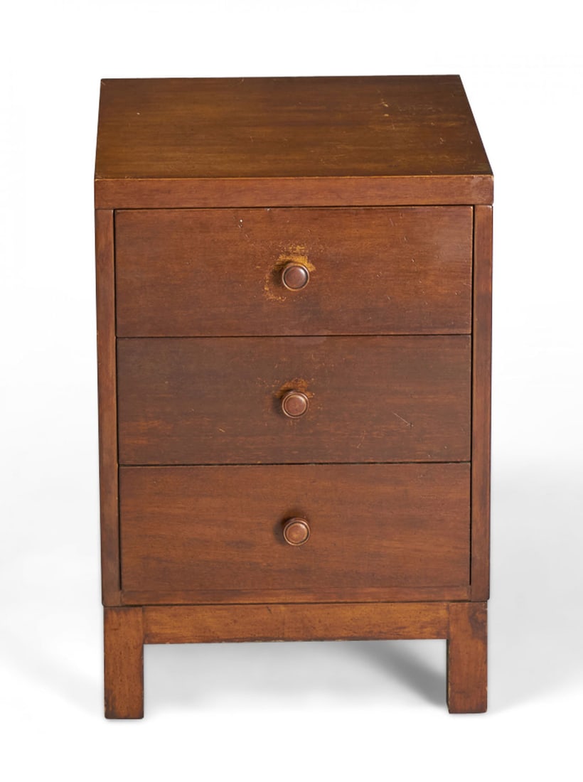 Robsjohn-Gibbings attrib, 3 drawer stained Walnut nightstand (1 of 12)