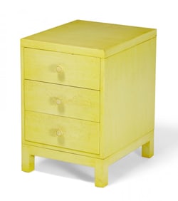 Robsjohn-Gibbings attrib, 3 drawer painted wooden nightstand