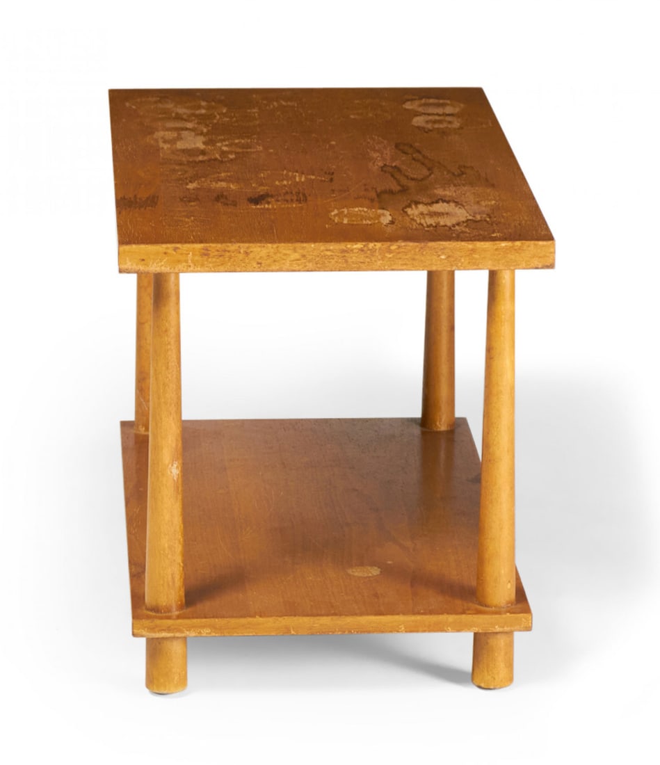 T.H. Robsjohn-Gibbings for Widdicomb, dowel leg wooden end table (1 of 9)