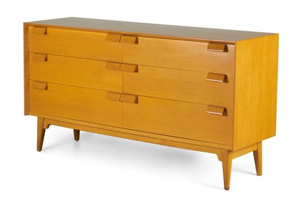 Jens Risom, Mid-Century blond Oak 6-drawer dresser