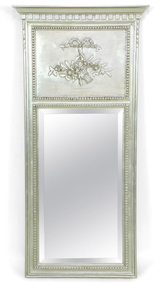 Italian Neo-Classical Style Pier Mirror in Painted Silver (1 of 8)