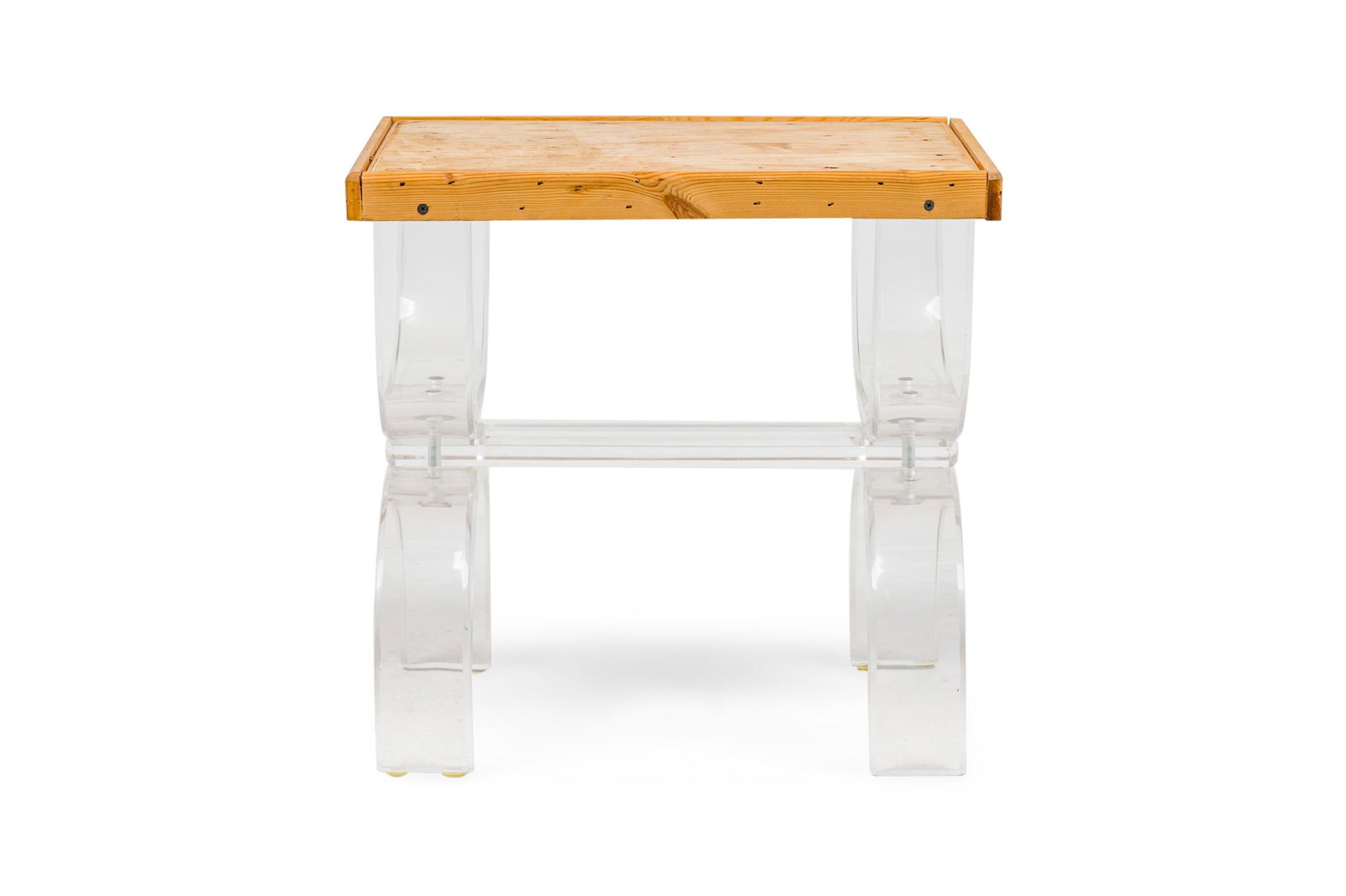 American Mid-Century Pine and Lucite End Table (1 of 11)