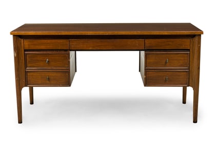 American Mid-Century Walnut Desk with 6 Draws