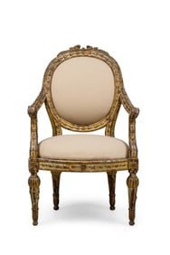 Italian Neo-Classic Gilt and Painted Armchair