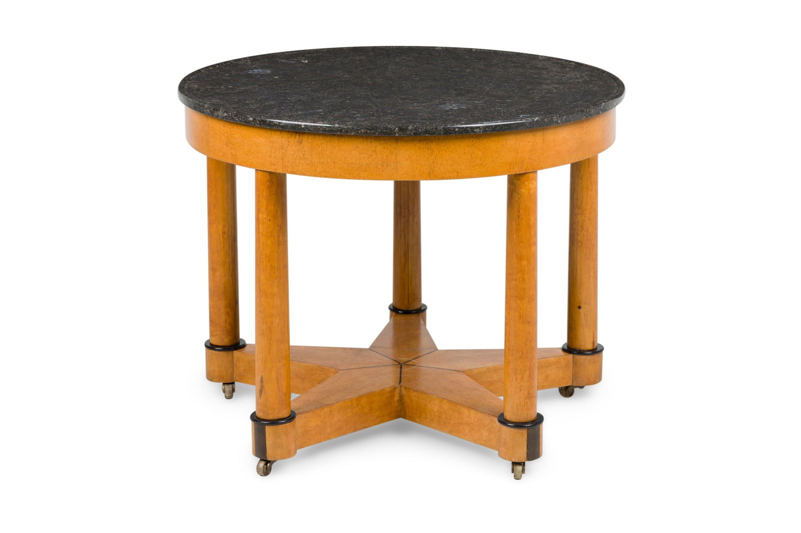 Continental Mid-Century Round Center Table Resting on 5 Legs and Speckled Black Marble Top (1 of 11)