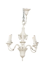 Swedish Gustavian Style White Painted Tole 6-Light Chandelier