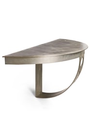 Breuton, Contemporary demilune steel wall-mounted console table