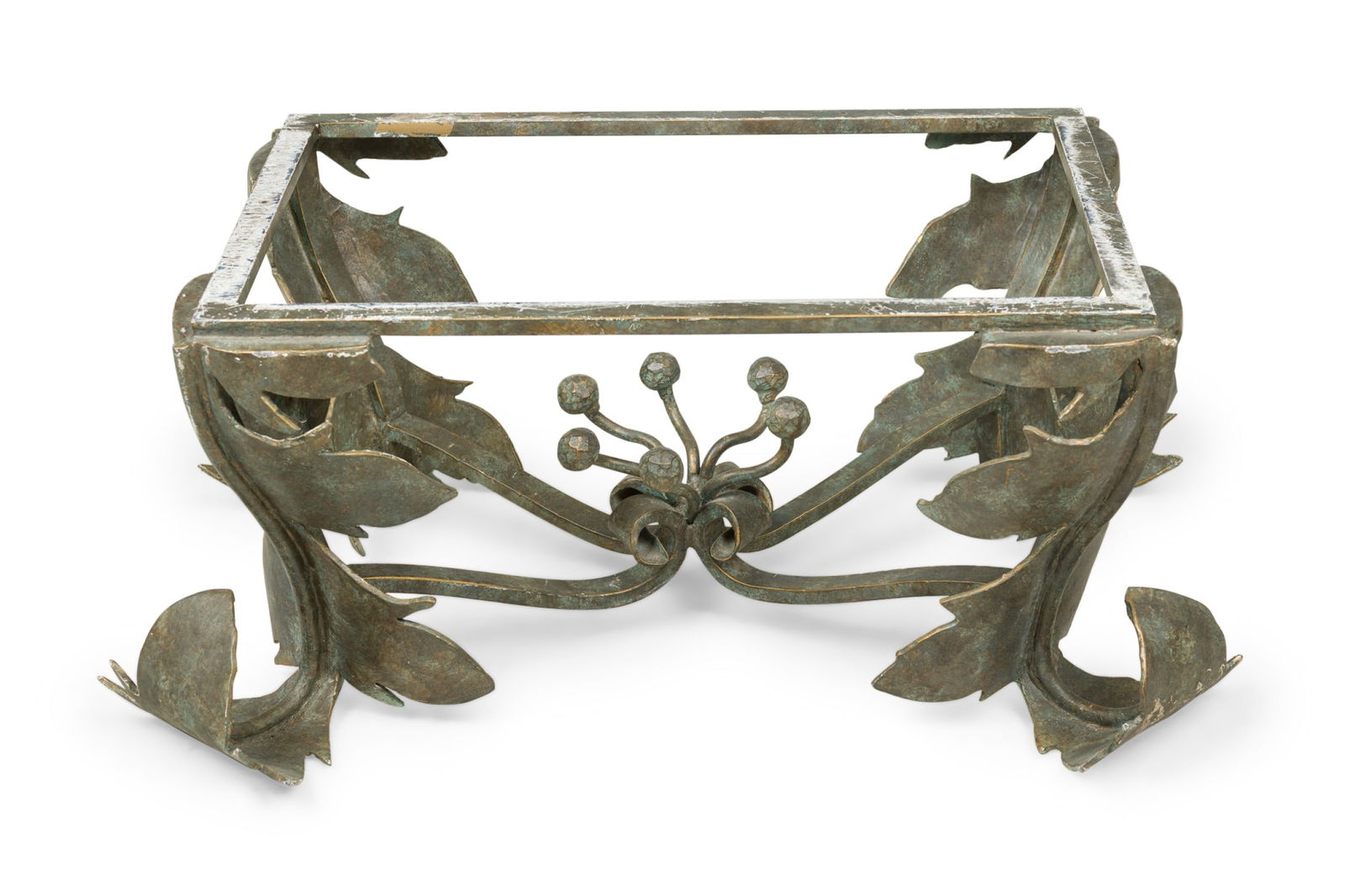 Arthur Court Hollywood Regency Patinated Bronze Foliate Form Coffee Table Base (1 of 9)