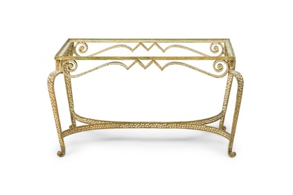 Pier Luigi Colli, Modern hand-hammered gilt iron low coffee table frame