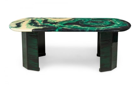 Mid-Century American Modern Yellow and Green Resin Low Coffee Table