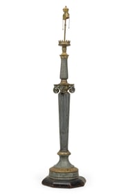 French Empire Patinated Bronze and Aluminum Columnar Floor Lamp