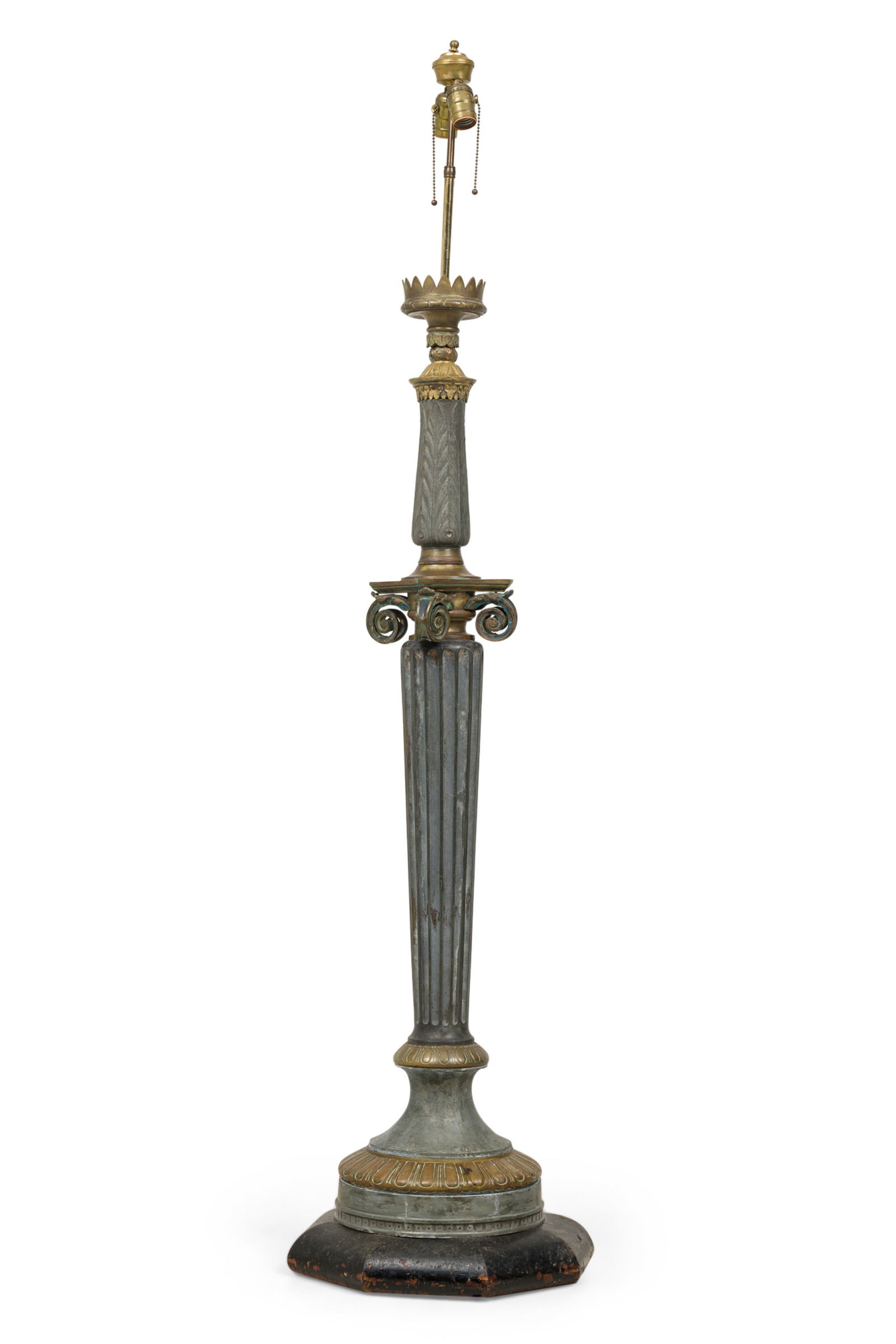French Empire Patinated Bronze and Aluminum Columnar Floor Lamp (1 of 8)