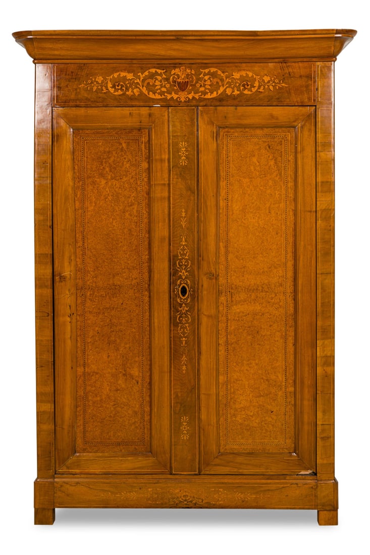 French Charles X style Inlaid Fruitwood 2-Door Armoire (1 of 19)