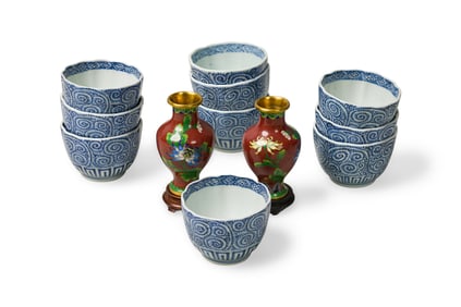 (12) Japanese Porcelain & Enameled Cabinet Objects